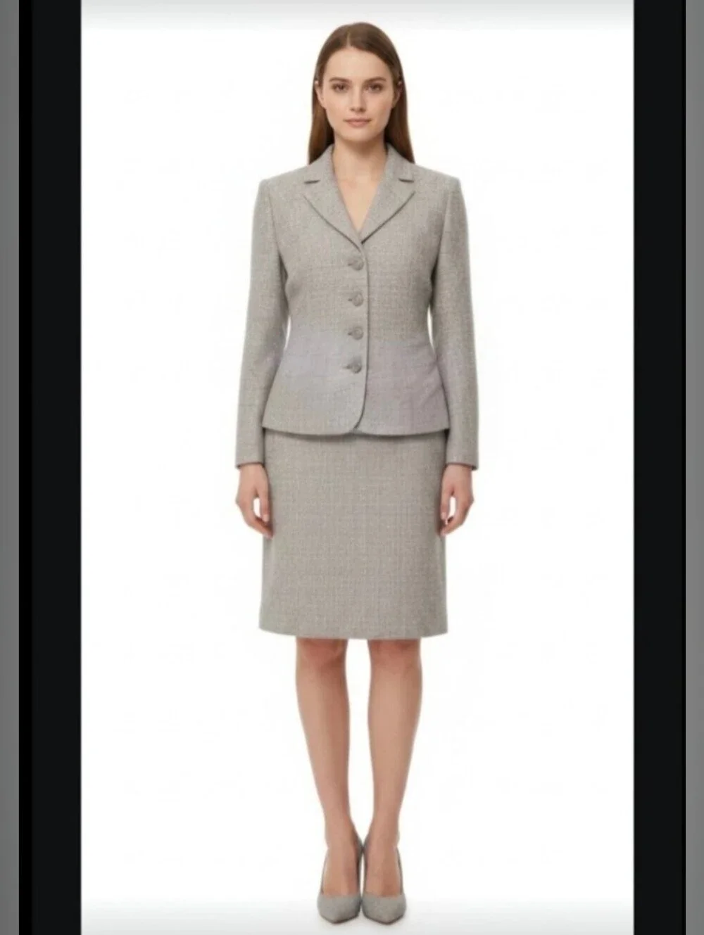TAHARI! STUNNING PINK, CREAM, BEIGE/TAN NUBBY 2 PC SKIRT & JACKET SUIT SET! 6P